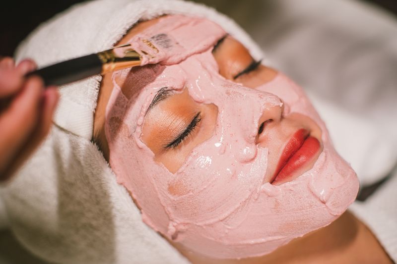 Cream mask applied during a facial at Dahra Spa