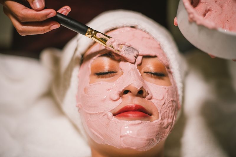 Brightening facial mask applied at Dahra Spa