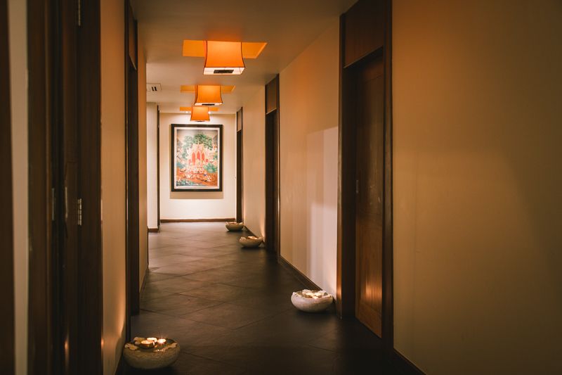 Candlelit corridor at Dahra Spa